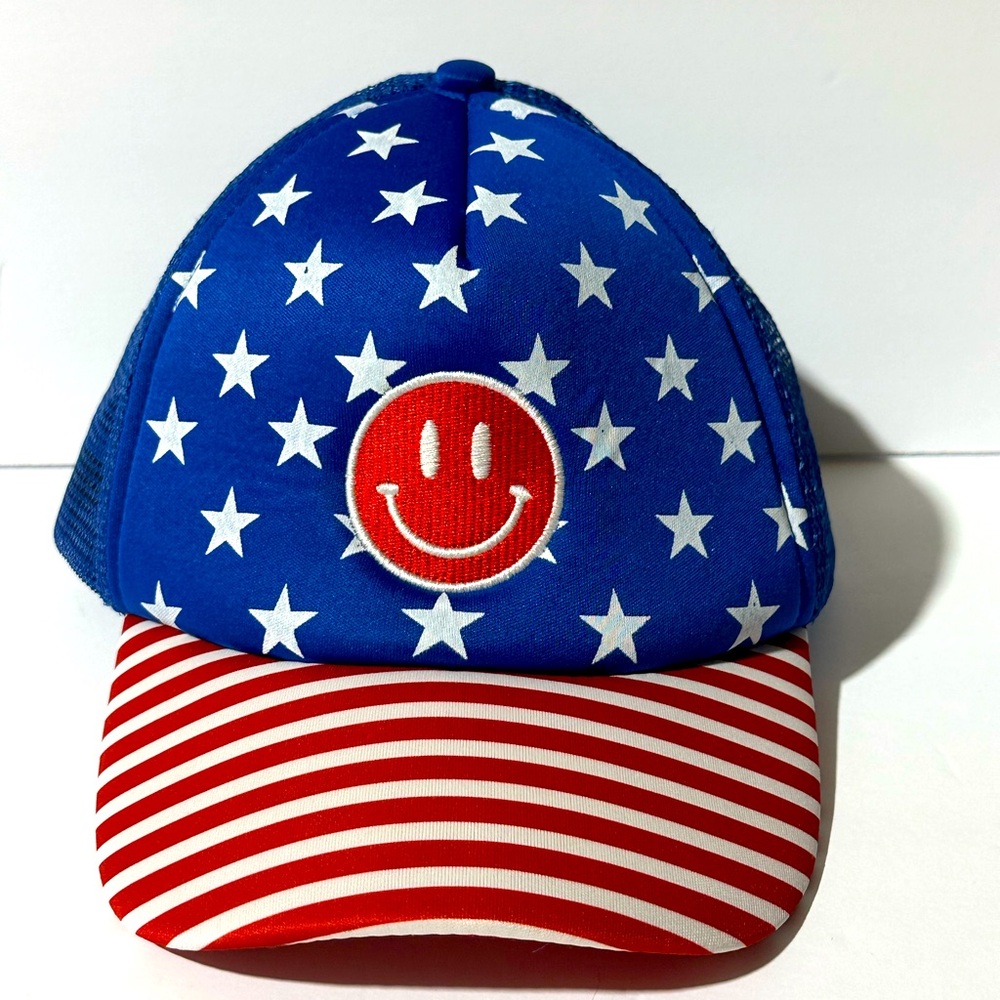Stars and Stripes Smiley Face adjustable hat